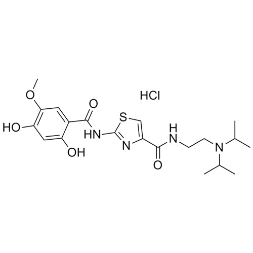 2-(2,4-dihydroxy-5-methoxybenzamido)-N-(2-(diisopropylamino)ethyl)thiazole-4-carboxamide hydrochloride