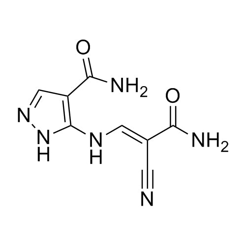 5-((3-amino-2-cyano-3-oxoprop-1-en-1-yl)amino)-1H-pyrazole-4-carboxamide