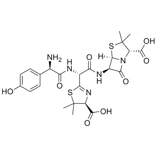 (2S,5R,6R)-6-((R)-2-((R)-2-amino-2-(4-hydroxyphenyl)acetamido)-2-((S)-4-carboxy-5,5-dimethyl-4,5-dihydrothiazol-2-yl)acetamido)-3,3-dimethyl-7-oxo-4-thia-1-azabicyclo[3.2.0]heptane-2-carboxylic acid