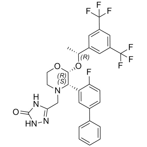 3-(((2R,3S)-2-((R)-1-(3,5-bis(trifluoromethyl)phenyl)ethoxy)-3-(4-fluoro-[1,1'-biphenyl]-3-yl)morpholino)methyl)-1H-1,2,4-triazol-5(4H)-one