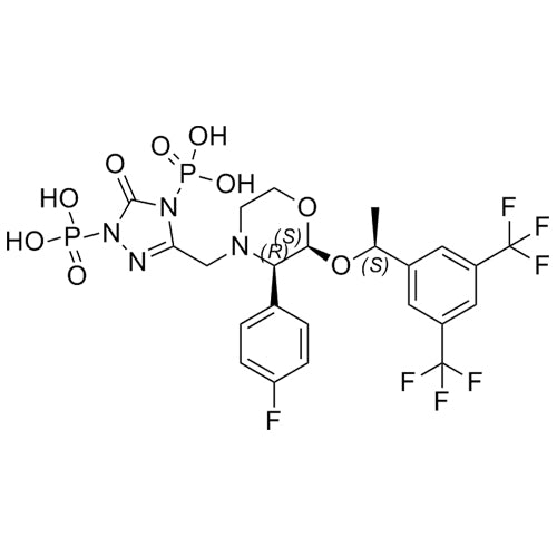 (3-(((2S,3R)-2-((S)-1-(3,5-bis(trifluoromethyl)phenyl)ethoxy)-3-(4-fluorophenyl)morpholino)methyl)-5-oxo-1H-1,2,4-triazole-1,4(5H)-diyl)diphosphonic acid