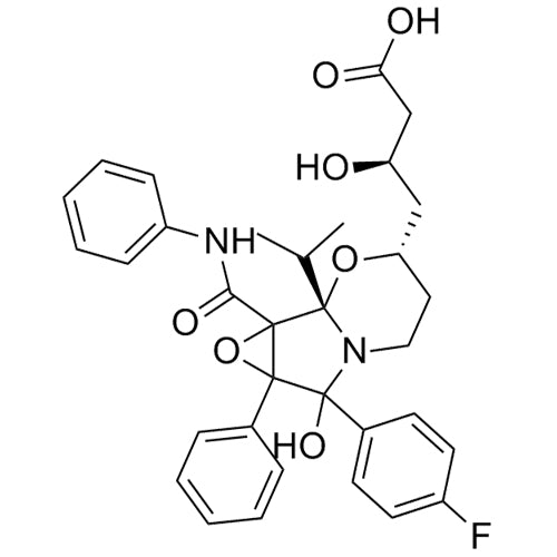 (3R)-4-((1bS,3S)-7-(4-fluorophenyl)-7-hydroxy-1b-isopropyl-7a-phenyl-1a-(phenylcarbamoyl)hexahydro-1aH-oxireno[2',3':3,4]pyrrolo[2,1-b][1,3]oxazin-3-yl)-3-hydroxybutanoic acid