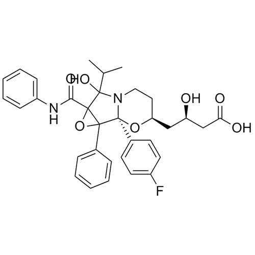 (3R)-4-((1bS,3S)-1b-(4-fluorophenyl)-7-hydroxy-7-isopropyl-1a-phenyl-7a-(phenylcarbamoyl)hexahydro-1aH-oxireno[2',3':3,4]pyrrolo[2,1-b][1,3]oxazin-3-yl)-3-hydroxybutanoic acid