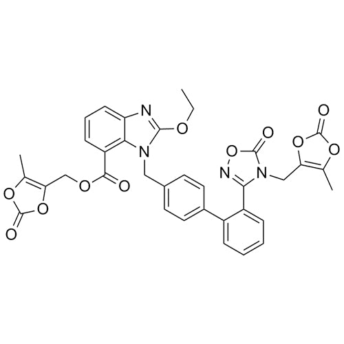 (5-methyl-2-oxo-1,3-dioxol-4-yl)methyl 2-ethoxy-1-((2'-(4-((5-methyl-2-oxo-1,3-dioxol-4-yl)methyl)-5-oxo-4,5-dihydro-1,2,4-oxadiazol-3-yl)-[1,1'-biphenyl]-4-yl)methyl)-1H-benzo[d]imidazole-7-carboxylate