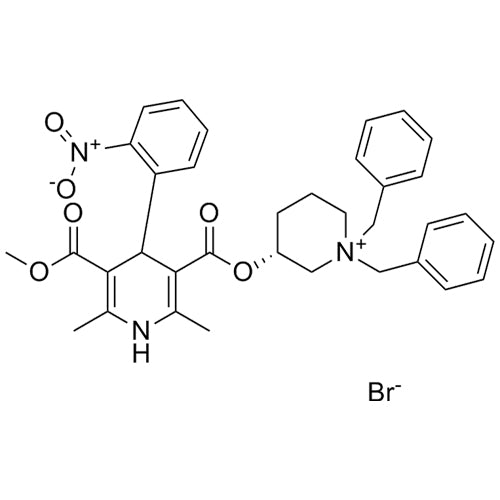(3R)-1,1-dibenzyl-3-((5-(methoxycarbonyl)-2,6-dimethyl-4-(2-nitrophenyl)-1,4-dihydropyridine-3-carbonyl)oxy)piperidin-1-ium bromide