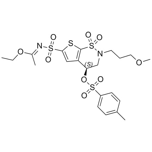(S)-ethyl N-(2-(3-methoxypropyl)-1,1-dioxido-4-(tosyloxy)-3,4-dihydro-2H-thieno[3,2-e][1,2]thiazin-6-yl)sulfonylacetimidate
