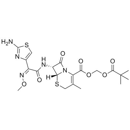(6R,7R)-(pivaloyloxy)methyl 7-((Z)-2-(2-aminothiazol-4-yl)-2-(methoxyimino)acetamido)-3-methyl-8-oxo-5-thia-1-azabicyclo[4.2.0]oct-2-ene-2-carboxylate
