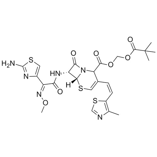 (6R,7R)-(pivaloyloxy)methyl 7-((Z)-2-(2-aminothiazol-4-yl)-2-(methoxyimino)acetamido)-3-((Z)-2-(4-methylthiazol-5-yl)vinyl)-8-oxo-5-thia-1-azabicyclo[4.2.0]oct-3-ene-2-carboxylate