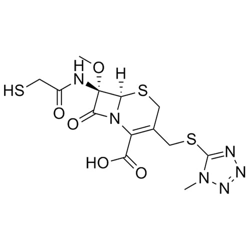 (6R,7S)-7-(2-mercaptoacetamido)-7-methoxy-3-(((1-methyl-1H-tetrazol-5-yl)thio)methyl)-8-oxo-5-thia-1-azabicyclo[4.2.0]oct-2-ene-2-carboxylic acid