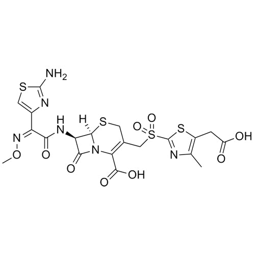 (6R,7R)-7-((Z)-2-(2-aminothiazol-4-yl)-2-(methoxyimino)acetamido)-3-(((5-(carboxymethyl)-4-methylthiazol-2-yl)sulfonyl)methyl)-8-oxo-5-thia-1-azabicyclo[4.2.0]oct-2-ene-2-carboxylic acid