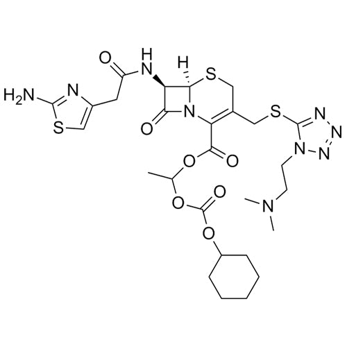 (6R,7R)-1-(((cyclohexyloxy)carbonyl)oxy)ethyl 7-(2-(2-aminothiazol-4-yl)acetamido)-3-(((1-(2-(dimethylamino)ethyl)-1H-tetrazol-5-yl)thio)methyl)-8-oxo-5-thia-1-azabicyclo[4.2.0]oct-2-ene-2-carboxylate