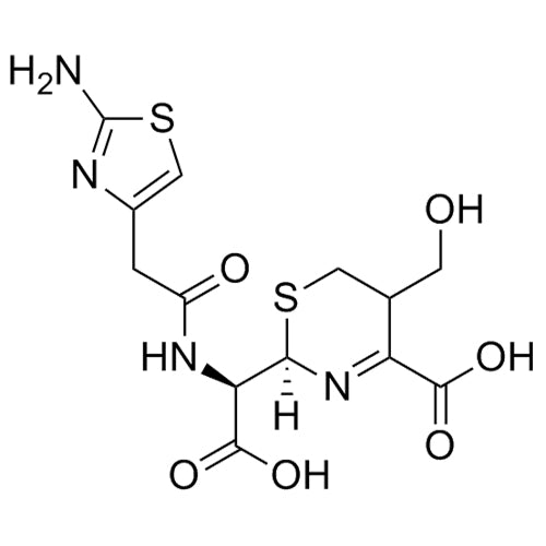 (2R)-2-((R)-(2-(2-aminothiazol-4-yl)acetamido)(carboxy)methyl)-5-(hydroxymethyl)-5,6-dihydro-2H-1,3-thiazine-4-carboxylic acid