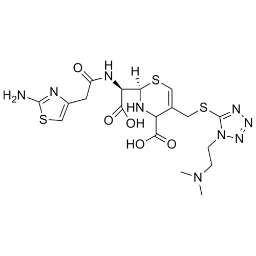 (2R)-2-((R)-(2-(2-aminothiazol-4-yl)acetamido)(carboxy)methyl)-5-(((1-(2-(dimethylamino)ethyl)-1H-tetrazol-5-yl)thio)methyl)-3,4-dihydro-2H-1,3-thiazine-4-carboxylic acid