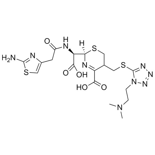 (2R)-2-((R)-(2-(2-aminothiazol-4-yl)acetamido)(carboxy)methyl)-5-(((1-(2-(dimethylamino)ethyl)-1H-tetrazol-5-yl)thio)methyl)-5,6-dihydro-2H-1,3-thiazine-4-carboxylic acid