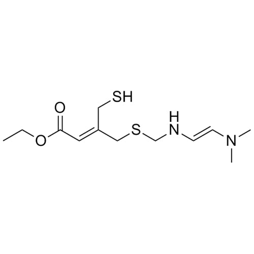 ethyl 4-(((((E)-2-(dimethylamino)vinyl)amino)methyl)thio)-3-(mercaptomethyl)but-2-enoate