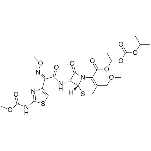 (6R,7R)-1-((isopropoxycarbonyl)oxy)ethyl 7-((Z)-2-(2-((methoxycarbonyl)amino)thiazol-4-yl)-2-(methoxyimino)acetamido)-3-(methoxymethyl)-8-oxo-5-thia-1-azabicyclo[4.2.0]oct-2-ene-2-carboxylate