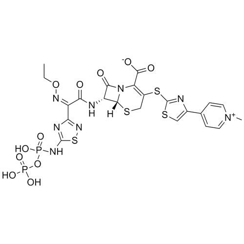 (6R,7R)-7-((Z)-2-(ethoxyimino)-2-(5-((hydroxy(phosphonooxy)phosphoryl)amino)-1,2,4-thiadiazol-3-yl)acetamido)-3-((4-(1-methylpyridin-1-ium-4-yl)thiazol-2-yl)thio)-8-oxo-5-thia-1-azabicyclo[4.2.0]oct-2-ene-2-carboxylate