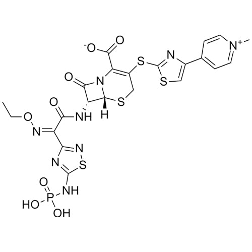(6R,7R)-7-((Z)-2-(ethoxyimino)-2-(5-(phosphonoamino)-1,2,4-thiadiazol-3-yl)acetamido)-3-((4-(1-methylpyridin-1-ium-4-yl)thiazol-2-yl)thio)-8-oxo-5-thia-1-azabicyclo[4.2.0]oct-2-ene-2-carboxylate