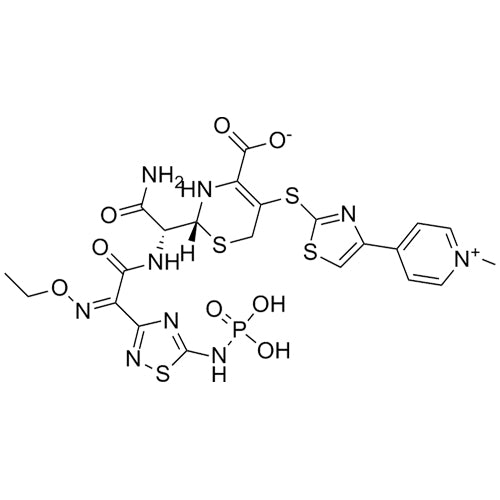 (R)-2-((R)-2-amino-1-((Z)-2-(ethoxyimino)-2-(5-(phosphonoamino)-1,2,4-thiadiazol-3-yl)acetamido)-2-oxoethyl)-5-((4-(1-methylpyridin-1-ium-4-yl)thiazol-2-yl)thio)-3,6-dihydro-2H-1,3-thiazine-4-carboxylate