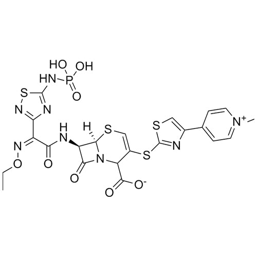(6R,7R)-7-((Z)-2-(ethoxyimino)-2-(5-(phosphonoamino)-1,2,4-thiadiazol-3-yl)acetamido)-3-((4-(1-methylpyridin-1-ium-4-yl)thiazol-2-yl)thio)-8-oxo-5-thia-1-azabicyclo[4.2.0]oct-3-ene-2-carboxylate