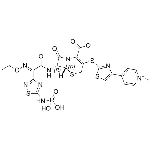 (6R,7R)-7-((E)-2-(ethoxyimino)-2-(5-(phosphonoamino)-1,2,4-thiadiazol-3-yl)acetamido)-3-((4-(1-methylpyridin-1-ium-4-yl)thiazol-2-yl)thio)-8-oxo-5-thia-1-azabicyclo[4.2.0]oct-2-ene-2-carboxylate