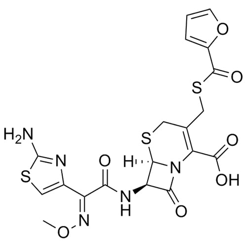 (6R,7R)-7-((E)-2-(2-aminothiazol-4-yl)-2-(methoxyimino)acetamido)-3-(((furan-2-carbonyl)thio)methyl)-8-oxo-5-thia-1-azabicyclo[4.2.0]oct-2-ene-2-carboxylic acid