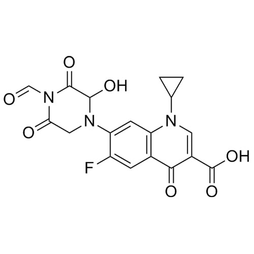 1-cyclopropyl-6-fluoro-7-(4-formyl-2-hydroxy-3,5-dioxopiperazin-1-yl)-4-oxo-1,4-dihydroquinoline-3-carboxylic acid