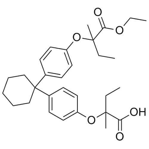 2-(4-(1-(4-((1-ethoxy-2-methyl-1-oxobutan-2-yl)oxy)phenyl)cyclohexyl)phenoxy)-2-methylbutanoic acid