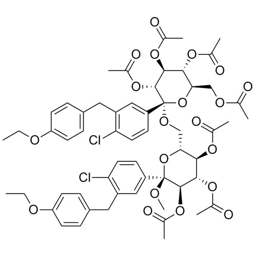 (2S,3R,4S,5R,6R)-6-(acetoxymethyl)-2-(4-chloro-3-(4-ethoxybenzyl)phenyl)-2-(((2R,3R,4S,5R,6S)-3,4,5-triacetoxy-6-(4-chloro-3-(4-ethoxybenzyl)phenyl)-6-methoxytetrahydro-2H-pyran-2-yl)methoxy)tetrahydro-2H-pyran-3,4,5-triyl triacetate