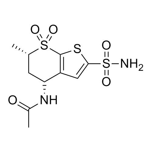 N-((4R,6S)-6-methyl-7,7-dioxido-2-sulfamoyl-5,6-dihydro-4H-thieno[2,3-b]thiopyran-4-yl)acetamide