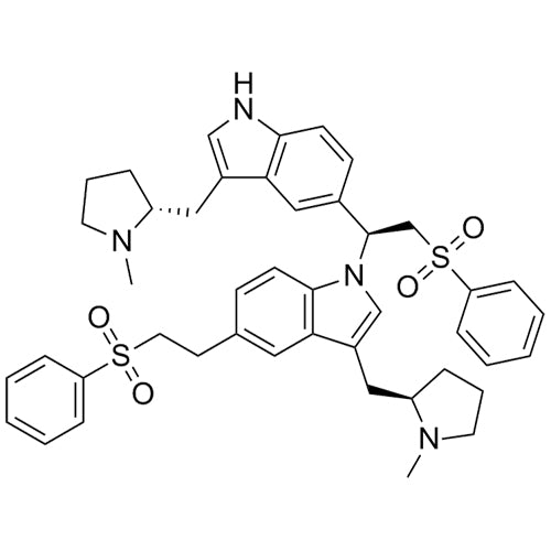 3-(((R)-1-methylpyrrolidin-2-yl)methyl)-1-((S)-1-(3-(((R)-1-methylpyrrolidin-2-yl)methyl)-1H-indol-5-yl)-2-(phenylsulfonyl)ethyl)-5-(2-(phenylsulfonyl)ethyl)-1H-indole