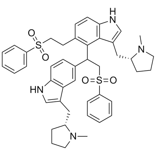 3-(((R)-1-methylpyrrolidin-2-yl)methyl)-4-(1-(3-(((R)-1-methylpyrrolidin-2-yl)methyl)-1H-indol-5-yl)-2-(phenylsulfonyl)ethyl)-5-(2-(phenylsulfonyl)ethyl)-1H-indole