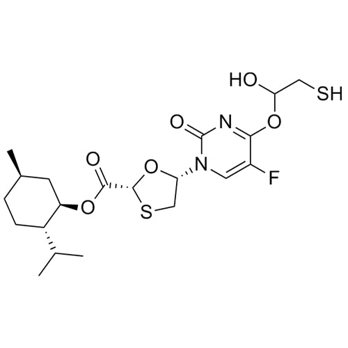 (2R,5S)-(1R,2S,5R)-2-isopropyl-5-methylcyclohexyl 5-(5-fluoro-4-(1-hydroxy-2-mercaptoethoxy)-2-oxopyrimidin-1(2H)-yl)-1,3-oxathiolane-2-carboxylate