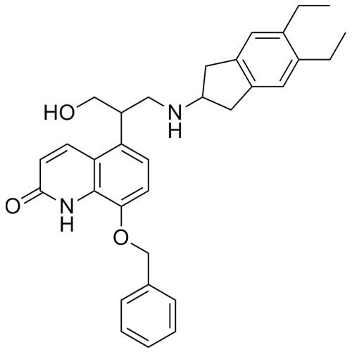 8-(benzyloxy)-5-(1-((5,6-diethyl-2,3-dihydro-1H-inden-2-yl)amino)-3-hydroxypropan-2-yl)quinolin-2(1H)-one
