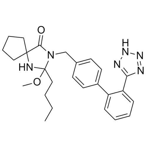 3-((2'-(2H-tetrazol-5-yl)-[1,1'-biphenyl]-4-yl)methyl)-2-butyl-2-methoxy-1,3-diazaspiro[4.4]nonan-4-one