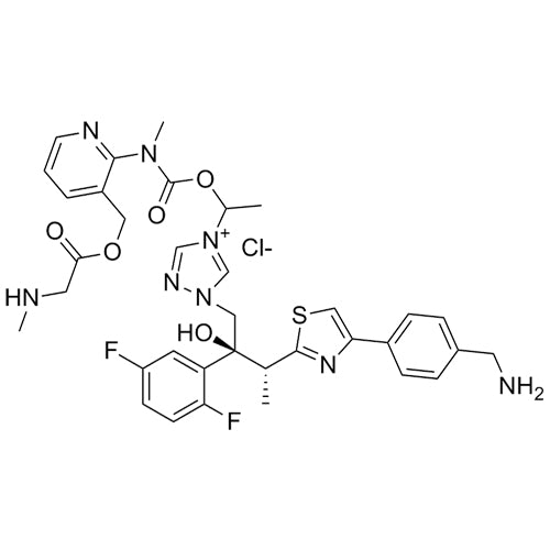 1-((2S,3R)-3-(4-(4-(aminomethyl)phenyl)thiazol-2-yl)-2-(2,5-difluorophenyl)-2-hydroxybutyl)-4-(1-((methyl(3-((2-(methylamino)acetoxy)methyl)pyridin-2-yl)carbamoyl)oxy)ethyl)-1H-1,2,4-triazol-4-iumchloride