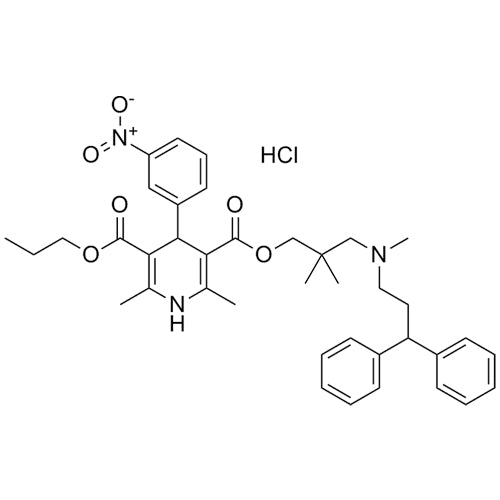 3-(3-((3,3-diphenylpropyl)(methyl)amino)-2,2-dimethylpropyl)5-propyl2,6-dimethyl-4-(3-nitrophenyl)-1,4-dihydropyridine-3,5-dicarboxylatehydrochloride