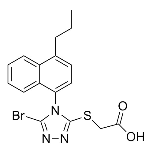 2-((5-bromo-4-(4-propylnaphthalen-1-yl)-4H-1,2,4-triazol-3-yl)thio)aceticacid