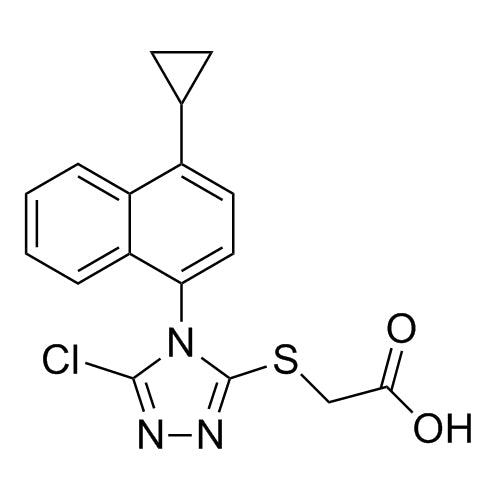 2-((5-chloro-4-(4-cyclopropylnaphthalen-1-yl)-4H-1,2,4-triazol-3-yl)thio)aceticacid
