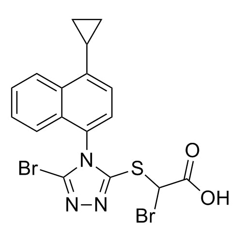 2-bromo-2-((5-bromo-4-(4-cyclopropylnaphthalen-1-yl)-4H-1,2,4-triazol-3-yl)thio)aceticacid