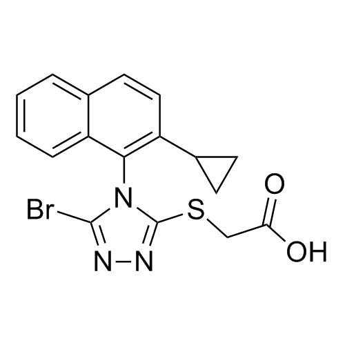 2-((5-bromo-4-(2-cyclopropylnaphthalen-1-yl)-4H-1,2,4-triazol-3-yl)thio)aceticacid