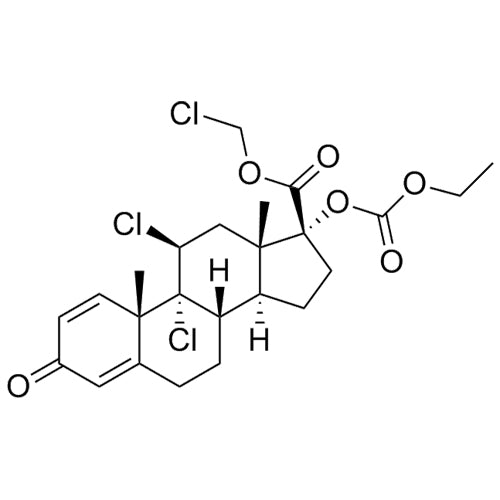 (8S,9R,10S,11S,13S,14S,17R)-chloromethyl9,11-dichloro-17-((ethoxycarbonyl)oxy)-10,13-dimethyl-3-oxo-6,7,8,9,10,11,12,13,14,15,16,17-dodecahydro-3H-cyclopenta[a]phenanthrene-17-carboxylate