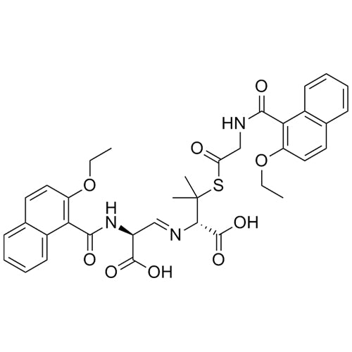 (S)-2-((E)-((S)-2-carboxy-2-(2-ethoxy-1-naphthamido)ethylidene)amino)-3-((2-(2-ethoxy-1-naphthamido)acetyl)thio)-3-methylbutanoicacid