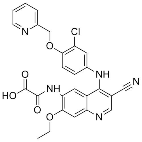 2-((4-((3-chloro-4-(pyridin-2-ylmethoxy)phenyl)amino)-3-cyano-7-ethoxyquinolin-6-yl)amino)-2-oxoaceticacid