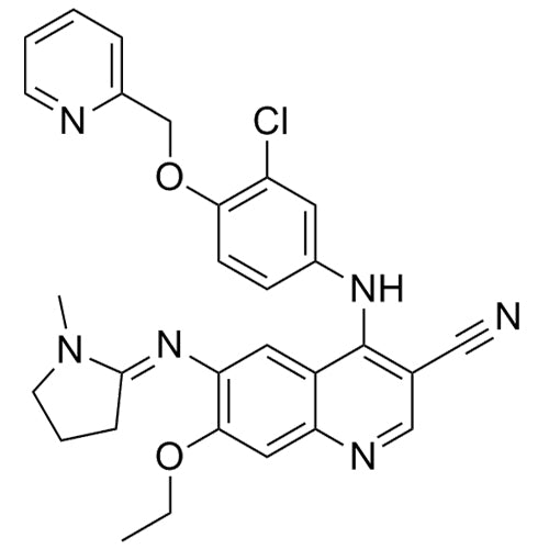 (E)-4-((3-chloro-4-(pyridin-2-ylmethoxy)phenyl)amino)-7-ethoxy-6-((1-methylpyrrolidin-2-ylidene)amino)quinoline-3-carbonitrile
