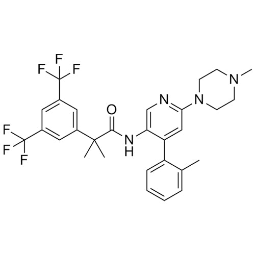 2-(3,5-bis(trifluoromethyl)phenyl)-2-methyl-N-(6-(4-methylpiperazin-1-yl)-4-(o-tolyl)pyridin-3-yl)propanamide