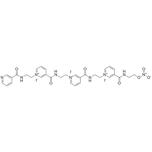 1-(2-(nicotinamido)ethyl)-3-((2-(3-((2-(3-((2-(nitrooxy)ethyl)carbamoyl)pyridin-1-ium-1-yl)ethyl)carbamoyl)pyridin-1-ium-1-yl)ethyl)carbamoyl)pyridin-1-iumiodide