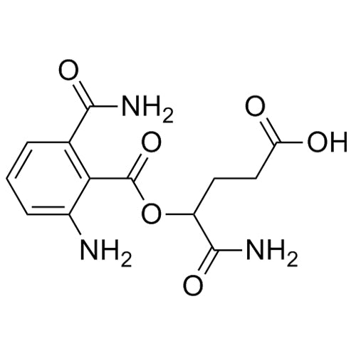 5-amino-4-((2-amino-6-carbamoylbenzoyl)oxy)-5-oxopentanoic acid