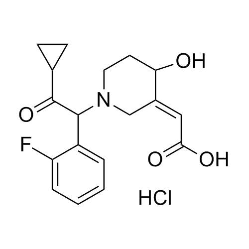 2-(1-(2-cyclopropyl-1-(2-fluorophenyl)-2-oxoethyl)-4-hydroxypiperidin-3-ylidene)acetic acid hydrochloride
