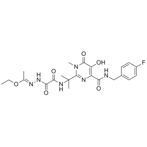 (E)-ethyl N'-(2-((2-(4-((4-fluorobenzyl)carbamoyl)-5-hydroxy-1-methyl-6-oxo-1,6-dihydropyrimidin-2-yl)propan-2-yl)amino)-2-oxoacetyl)acetohydrazonate
